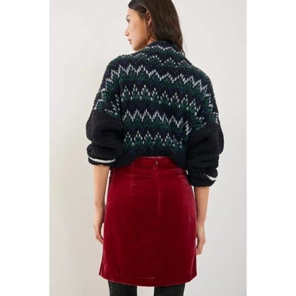 Red Anthropologie Maeve Velvet Midi Skirt (NWT) - Picture 5 of 5